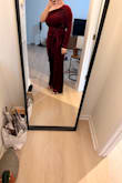 This jump suit is very cute but runs small. The velvet material is really nice and the inseam is perfect for someone 5'7 with heels. - Amanda B.