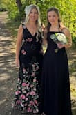 I wore this dress for my son's wedding, and it was a hit! This dress is my all time favorite! I did have a fantastic seamstress who put bra cups and took the cleavage up just a tad, besides altered a bit on waist and length - so worth it! The flowers just pop, and so beautiful for a fall wedding. However, it would also be beautiful for a summer wedding! I will wear it again on a cruise or a fancy night out! - Julie B.