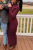 Thick, great quality fabric. I love the color and the slit on the back. I got a ton of compliments saying how nice the dress was and how classy I looked! It's a little long on my arms and a tad big in the waist, so I would say it runs slightly large, but not enough to change sizes. - Lillian J.