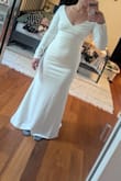 I ordered M according to the size chart, but it was too big. Small fits nicely. Would need shapewear underneath. Don't mind my underwear lines in photos. - Rebecca R.