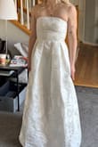 Oh my god I am so obsessed with this dress!!!! It literally fit perfectly, the corset back is so cute and the floral fabric is STUNNING. I think it would be a great reception dress or bridal shower dress, but I was looking at it for my wedding dress and the fabric didn't go well with my veil (which has floral lace). I'm so sad because I really do love this dress so much it is so flattering and just gorgeous. - Abby K.
