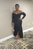 The dress material of the dress was actually thicker than I expected, but I was pleasantly surprised. It was true to size, so I didn't have to adjust anything. I received compliments all night! - Nnenna N.
