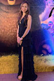 This dress is gorgeous. True to size. I'm only 5'2, but with heels, it's perfect. - Oceane T.