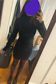 This dress is very flattering. It is ribbed but not in a too-tight scratchy way that they can be. The material is thin but not in a cheap way. I am 5'4, 120-125 pounds with a 27 inch waist. The dress came to my knees when pulled all the way taught. - Sasha W.