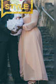 I wore it for my daughter's christening, I ordered a large knowing I was not back to pre pregnancy size but big mistake, the dress is made for a more free flowing fit just as it looks but it was too loose.  It was too long for my height but heels helped. I had to have the entire thing altered: the length, split, waist, sleeves, the chest(only because I wore it to church so it was a little revealing for the occasion, but otherwise the cut is flattering)so I should've just ordered a medium!!! The material was light, perfect for the style of the dress, and handled the alterations well.  I loved it once it fit correctly. I felt amazing in my dress, I got many compliments. I would definitely recommend. I felt like a Queen on my Princess's special day!
My shoes are also from Lulus - Myra A.