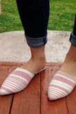 I love the colors of these mules. I usually wear size 5-6 but for me these mules runs a little small. The material is pretty good. I wore it just once and the color of the brand from one of the mules already came off. Overall they are super cute and I can't wait to wear them this spring! - Alexandra O.