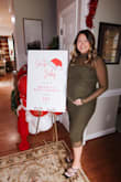 I ordered this for my baby shower. I did have to pull the mid seam up over my bump but it fit perfectly. Usually a L/XL but basically all the weight I've gained has been in my stomach and the XL fit. - Monica M.