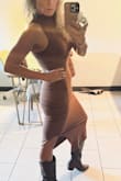 Great burnt sienna color for fall. Form fitting and flattering. - Elisha M.