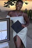 It is cute but tight. I felt stuffed in this dress in my usual size. I used it for graduation photos. Got the job done. If I had gotten it earlier than I would have returned it and got a size up. - Maimouna D.