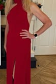 Originally bought the small, but was too short. Exchanged for the medium-perfect length. Had to get the sides taken in so nothing was showing. I received so many compliments-sexy, classy dress-love that it is different from what you see in stores. - Deborah P.