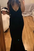 This dress is absolutely gorgeous. It's so simple, yet classy and sexy. I didn't get to wear it to the event I had planned, but I can't wait for the right occasion! The Small fit perfectly although I may have to get the length altered depending on the heel I wear. Makes the waistline look small and the fabric is so forgiving on any unwanted bulge. This is the perfect dress for a formal event! - Amy M.