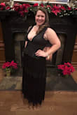 I'm 3 months PP and had my husband's Christmas party to go to. The dress is pretty with the lace overlay and the layers but my boobs were POPPING out. I received many compliments but I wasn't super comfortable and there was very little give to the dress. I wish it were stretchy and longer. I wore kitten heels because otherwise it would've been too short. Overall I'd give it a B-. - Ashley P.