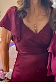 Such an elegant dress! I wore for my daughter's wedding- walking her down the aisle, and it was perfect. So many compliments on the color, style and material. I am 5'3, 130lbs, 34B, and small was a perfect fit. - Jeanie O.