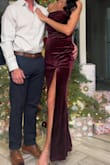 This dress fit like a glove, stays up, and has plenty of stretch. It was very comfortable standing and sitting, and long enough for me to- I'm 5'11 - and it was perfect with 4" heels. - Nicole M.