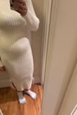This dress is very thick and great material. I did not love it on my stomach so returned. - Kayla P.