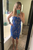 The fit of this dress is fantastic! It's super flattering and I love the way it looks. The blue color is so unique and pretty. - Tara R.