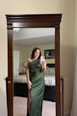 LOVE LOVE!!! I am a bridesmaid for a wedding in May! All the girls are doing hues of green and mine fits in perfectly! Love this fit, although a tiny bit big on me in areas such as my waist, length, or chest, but I am small to begin with. Going to get it tailored a bit and it will be stunning and perfect for the wedding. - Mia L.