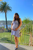 I absolutely love this dress. Got it in 2022 and didn't get a chance to wear it till after I was 5 months pregnant - it still fit anyway, and I was glad it has flown room in the waist/belly area! The quality of this dress is phenomenal, and I would love if there were more dresses made in this silhouette. So comfortable and breathable in warm weather. - Caroline M.