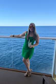 The green color is absolutely gorgeous. I got compliments all day long. I bought this for our cruise. The fit was perfect. I got the medium and did have some extra room in the waist and bust area. - Becky K.