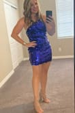 I wore this for an anniversary party. It definitely stood out. The color is beautiful. I loved the oversized sequins. You do have to be careful when you sit down because it is easy to bend the sequins. - Becky K.