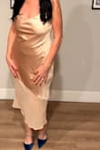Love this dress, comfortable satin in a beautiful cream color. - Tricia M.