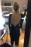 Absolutely loved this dress. It looked stunning, stayed on well, for great. I typically wear a XS or small. I would definitely say size down. The sleeves were long on me. I rolled them under, which stayed fine and no one even knew. Falls to knee, which makes it a very classy fit. Love love love. Would recommend to anyone!! - Katlyn S.