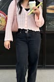 I've worn this multiple times since getting it, and I love the details! The flowy sleeves, the pattern within the top, the buttons on the front. You can wear a cami underneath and unbutton the front; the choices are really endless. The belt and pink bag in the photo are also from Lulus! - Kathy D.