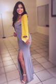 I wore this dress for a formal banquet, and i was really nervous that because i'm shorter and a little bit  curvier that it would not look as nice on me as it did on the model. But i was completely wrong, i did not have to wear a bra, the dress held them in place very well, and i was a little nervous that my stomach would show, the material of the dress was very forgiving. i loved the dress and would recommend it . - Lizbeth P.