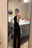 Wearing to a work gala and needed a dress that's professional but still flattering. The slit is very modest and looks great. Stretchy material and comfortable - Lindsay S.