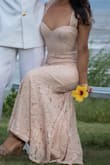 Love this dress! I had to get it altered to my height but after that, it fit perfectly. I wore it to a military ball and got so many compliments! I I was able to eat and dance without feeling uncomfortable! The color was pretty too! - Christiana C.
