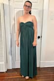 I love the color and feel of this dress. It is WAY too long for someone who is 5'4. The good news is there is no seam on the bottom AT ALL. So you just need to use a rotary cutter to trim off 4 extra inches of length, and it fits great! - Chell S.