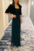 Absolutely love this dress! It is comfortable. Very flattering. It fits well in all the right places. It's a gorgeous green. It went really well with a black faux fur for my event. - Lacy G.