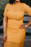 As someone on the curvier side, I still felt very comfortable in this dress. The little peekaboo detail was more covered because of my bust, but I was still really happy with the overall look. It was flattering and made me feel confident! - Briana G.
