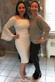 This dress was perfect for my bridal shower especially since it was a bit cold out. The material is thick and not sheer. Very flattering I received tons of compliments. - Laurel C.