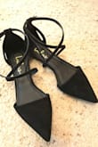 I have worn them out a few times already, including a whole work day where I had an event and was walking around in them all day. They are comfortable, very chic and elegant (I wore them with a black suit actually). I've received many compliments. I am usually a size 9 (39/40 in EU sizes) but ordered them in a size 8.5. They fit perfectly! I am so glad I read the reviews because the sizes of some styles on here can be off. I ordered another pair that supposedly runs large (the Valentino lookalikes) but found that a size 8 was too small for me, so 8.5 seems to be ideal for me. My feet are a little wider but there was enough room for me in the toe box. I was a little worried because I never thought I could comfortably wear pointy shoes like this but it's absolutely fine. I have rather small ankles and I'm fine with the straps (they do have a little elastic part), but I can see how people with bigger ankles might find the straps a bit too tight. I'm sure you could put another hole in there and fix it easily. I will probably order a second pair in the light color now that they have them back in stock again. No rubbing or blisters. Absolutely recommend! Very feminine looking, chic, vegan shoe! - Mirjam W.