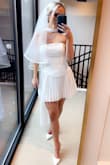 All brides- you think this outfit! It was perfect for our engagement photoshoot. I am typically a medium / small in Lulus and went with the medium so I could adjust the corset as tight as I needed it to be. I got so many compliments when I wore this out. You will not be disappointed - Maggie Y.