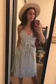 Love the pockets, love that you can adjust the straps and love the lower cut back. Fun spring/summer dress. The material is thick enough to go braless but lightweight enough for summer evenings. I am short and very petite. The XS fits me perfectly in the waist. I only wish my bust was a little larger to fill out the breast area, but nothing a little insert can't fix ;) - Alyssa C.