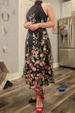 Lovely dress with gorgeous details. Was easy to put on and zip. Like the bow detail. I have a big bust so dress was holding it nicely, no bra needed. - Mariia P.