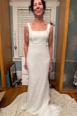 I like how the square neckline makes this dress distinctive. But it looks a bit plain from a distance when you can't see the detail of the lace. And the shoulders would need to be taken up, or it fits too low on me (hence the clips.)  It's a maybe. - Melanie H.