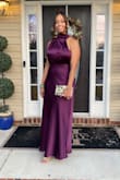 I loved the cut and design of this dress, perfect length! I did have to Hollywood tape down the shoulder side, as my bra was showing but that was a quick and easy fit. - Lisa A.