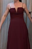 This beautiful dress has the perfect weight to lie nicely on curves without accentuating the unflattering bumps. I messed up and didn't realize it was floor length. I'm short and needed to cut 4 inches off the bottom to wear it even with heels on. I loved it enough to keep it and have it tailored. - Erin B.