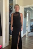 This dress is beautiful! I received lots of compliments and felt very confident in it! It flattered in all the right places! Great for cocktail attire or a fancy dinner out. Slit is a little high when you sit, but we were at a table, so no worries there. I would recommend this dress! I am about 155lbs and 5'5", and I got a Medium, and it fit perfect! - Cassie H.