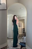 Wore this to a med school formal. The fit was great, and I really loved that the material was stretchy. I didn't have to worry about needing to tailor anything, which was really nice. I'm pretty short, but with heels on (about 4"), the length was perfect. Overall, it was super flattering, and it got lots of compliments! - Mackenzie G.