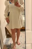 This dress was way too big and was giving a 'pirate' look I did not appreciate. It was very lowcut in the bust area, almost inappropriately so and was essentially just too big. I also think it had too much going on! Just make a simple, nice long sleeved dress with no ties or weird cuts! We want simple nice lines and nice fabric, it's not that complicated! - Hope G.
