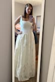 This dress is absolutely gorgeous!! Beautiful material, very well made. I did have to have the straps shortened a little bit, but nothing a seamstress can't handle. The fabric is such a nice quality, I was so shocked! 10/10 would recommend! I bought this for my elopement and can't wait to wear it! Snatched that waist as well!! - Kayla E.