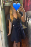Bought this dress to have a cute flouncy throw-on dress as the weather heats up, and it is perfect for that. The color is beautiful; the belt helps create a waist, and I got lots of compliments on it. It runs slightly large in the armpit area so you could see my bra if my arms lifted, and I'm going to add the extra button to close the top a bit more, but otherwise I love it and will wear it a ton. - Elena V.