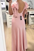 Gorgeous and good quality, but had to return, as it's made for someone who has no curves. It's more of a column style! Loved the sleeves and the back tho. Also, I'm 5'3, and it touched the floor so good length. - Lindsay A.