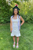 I wore this for my high school graduation in 2021 and wore it again for some of my grad pics for college in spring 2025.  Love the length and the ruffle at the bottom. Stretchy fabric allowed me to still fit into it 4 years later lol. No complaints! - Emma G.