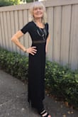 I bought this dress for my mom and it looks amazing on her! She has a slender figure and prefer to wear black always. The mesh cut out and slit gives this dress just a bit more edge than a plain black dress. She loved it and it boost her confidence which I loved seeing. - Tracy L.