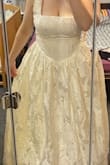 Very beautiful dress! I am surprised by the price-performance and quality ratio. The dress has three layers; the corset part has boning. I have quite large breasts, European size 85B, but I can wear this dress without a bra, and it lifts my breasts. The only downside is that, as a short person, I need to shorten the straps and the skirt part of the dress. Very good and beautiful fabric! Feel like a princess! - Laurance R.